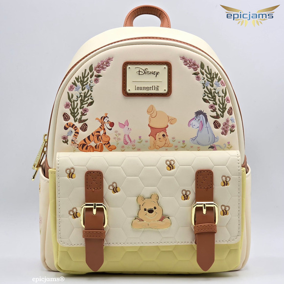 Loungefly Disney Winnie The Pooh Floral Pooh Bear & Friends Mini Backpack New - Picture 1 of 6